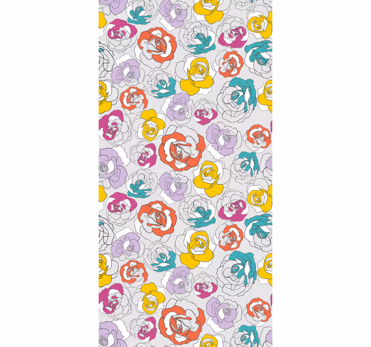 Tenda a rullo fiori motivo rosa colorato - TenStickers
