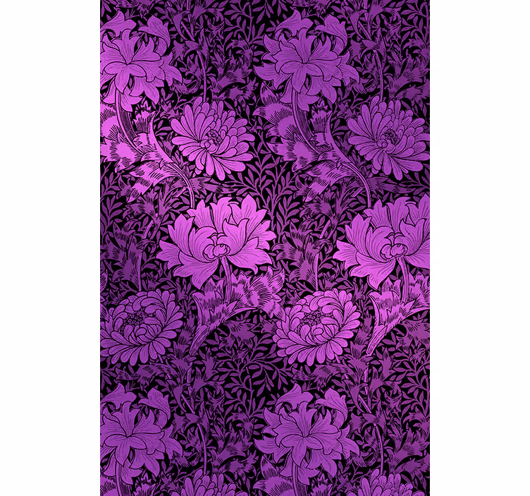 Tenda a rullo fiori motivo botanico viola - TenStickers