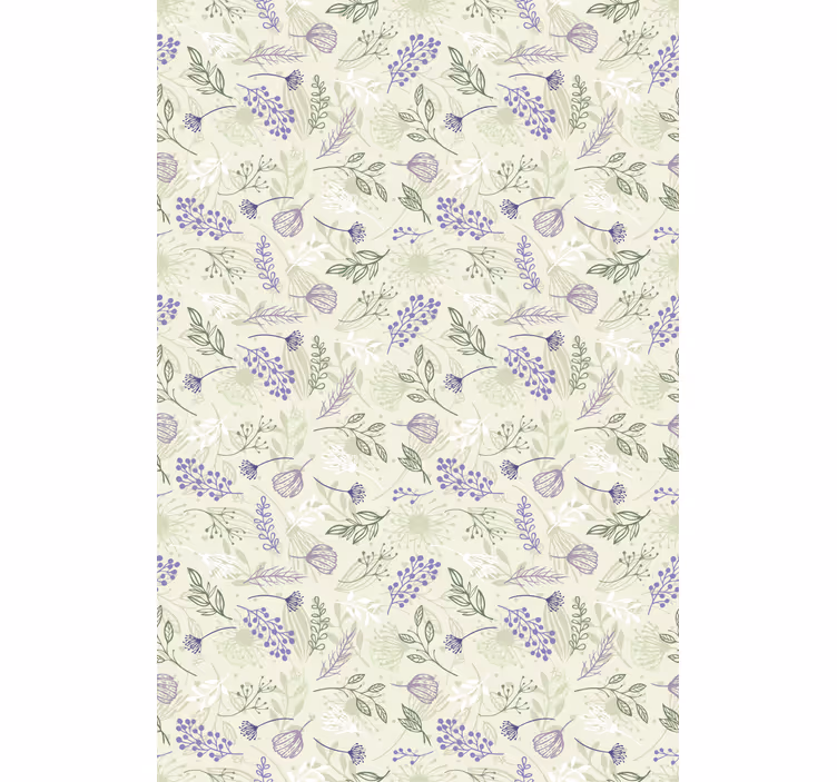 Tenda a rullo cucina floreale viola su sfondo verde - TenStickers