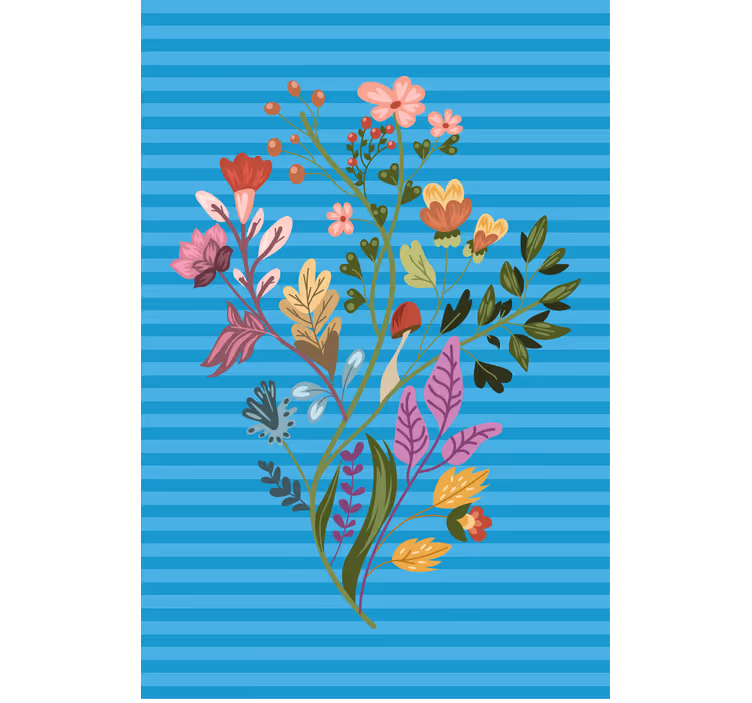Tenda a rullo floreale Bouquet di fiori sul blu - TenStickers
