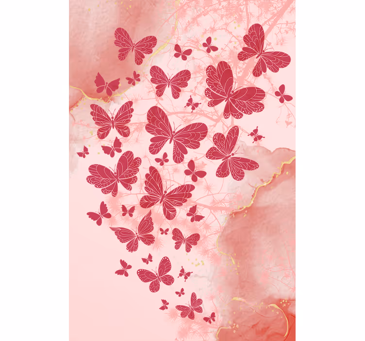 Tenda a rullo farfalle disposizione a forma di cuore rosa - TenStickers