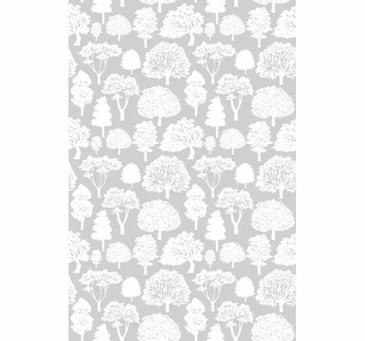 Tenda a rullo alberi sagome grigie e bianche - TenStickers