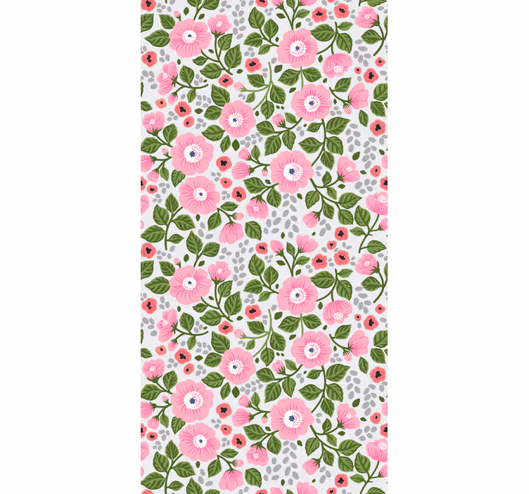 Tenda a rullo fiori e piante giardino fiorito rosa - TenStickers