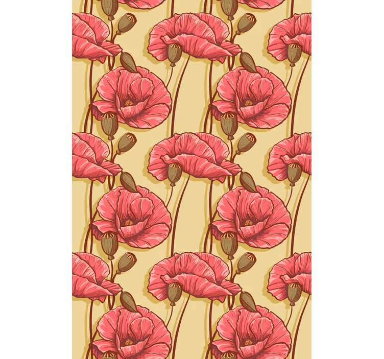 Tenda a rullo stile vintage papaveri rossi - TenStickers