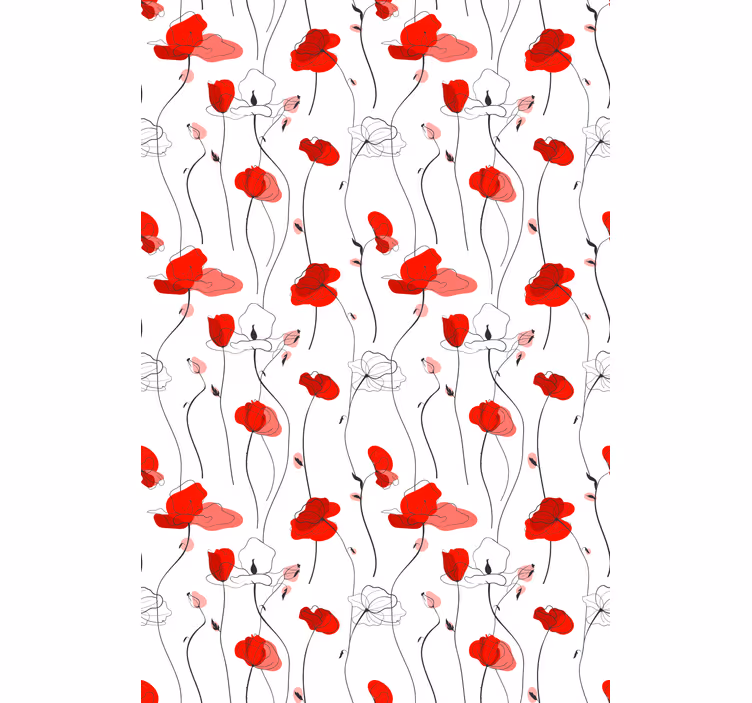 Tenda a rullo sala da pranzo fiori Disegno di papaveri - TenStickers