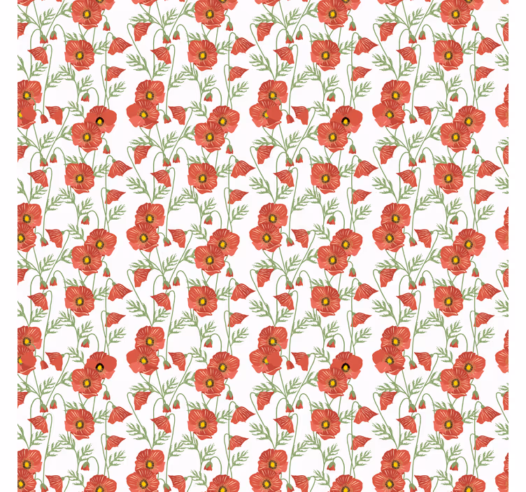 Tenda a rullo fiori motivo papavero rosso - TenStickers
