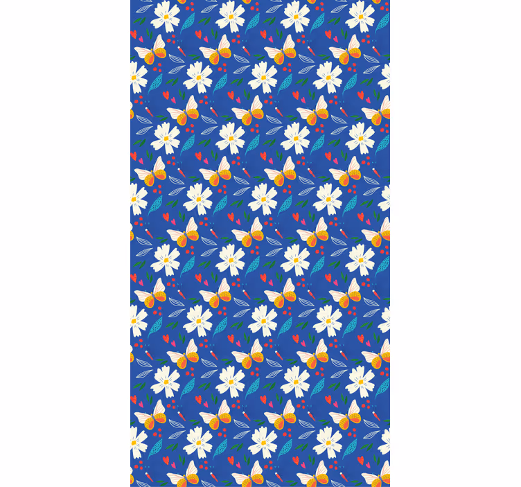 Tenda a rullo fiori e piante margherite e farfalle - TenStickers