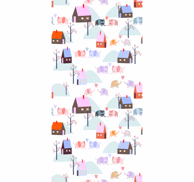 Tenda a rullo cameretta elefanti e case - TenStickers