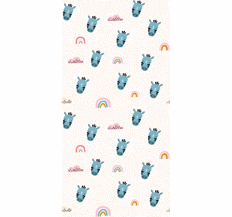 Tenda a rullo cameretta zebre blu e arcobaleni - TenStickers