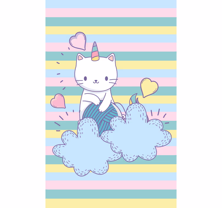 Tende a rullo Bambini Gatto unicorno sulle nuvole - TenStickers