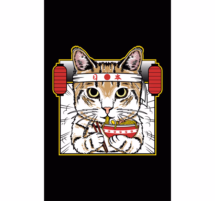 Tenda a rullo animali gatto che mangia spaghetti - TenStickers