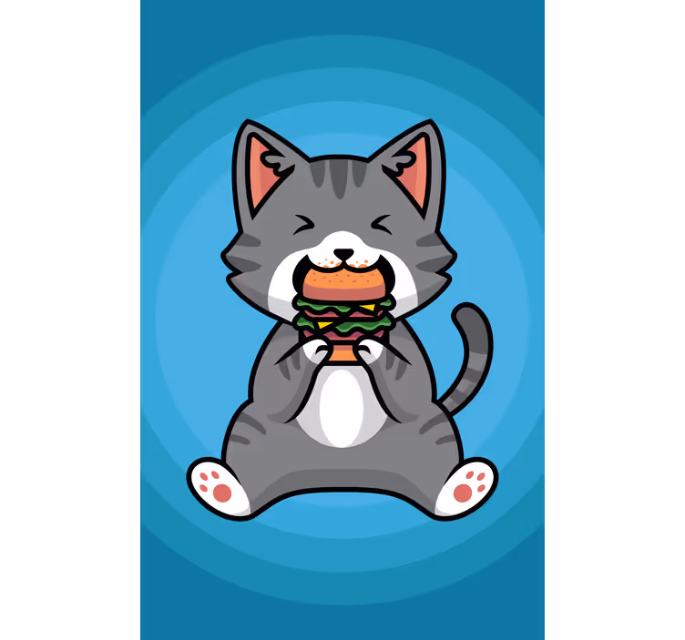 Tenda a rullo animali gatto felice che mangia - TenStickers