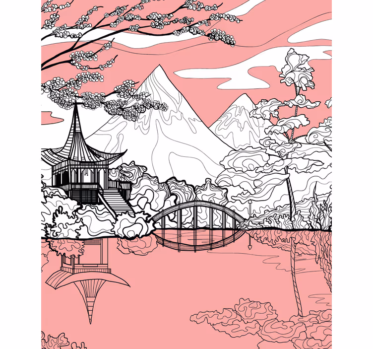 Tenda a rullo zen riflesso del paesaggio montano - TenStickers