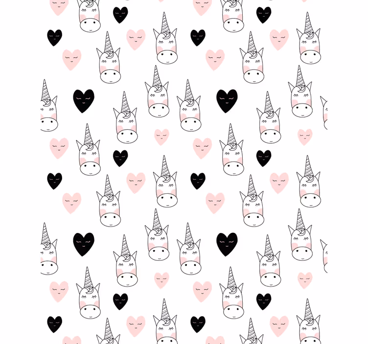 Tenda a rullo cameretta cuori di unicorno minimalisti - TenStickers