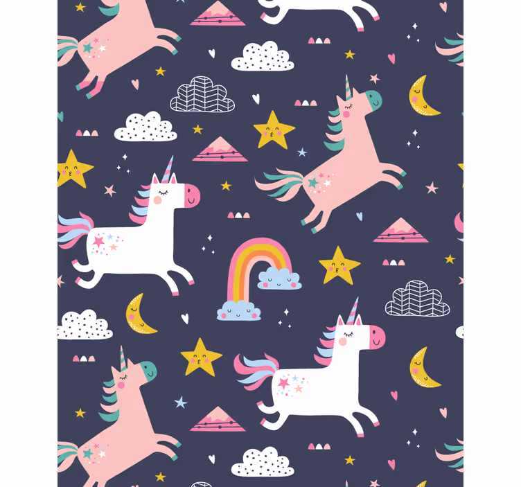 Tenda a rullo cameretta unicorni e stelle - TenStickers