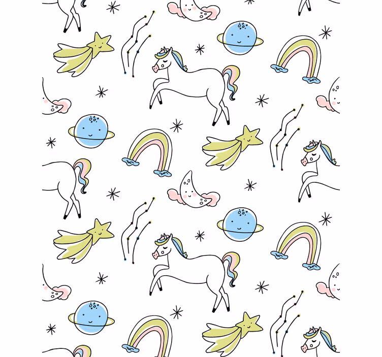 Tenda a rullo cameretta unicorni bianchi e stelle - TenStickers