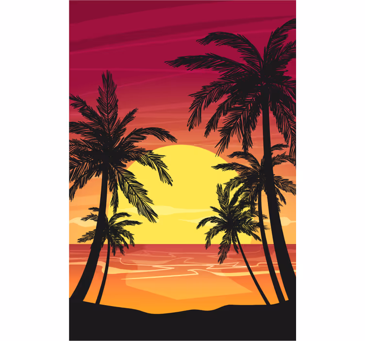 Tenda a rullo alberi scena del tramonto sulla palma - TenStickers