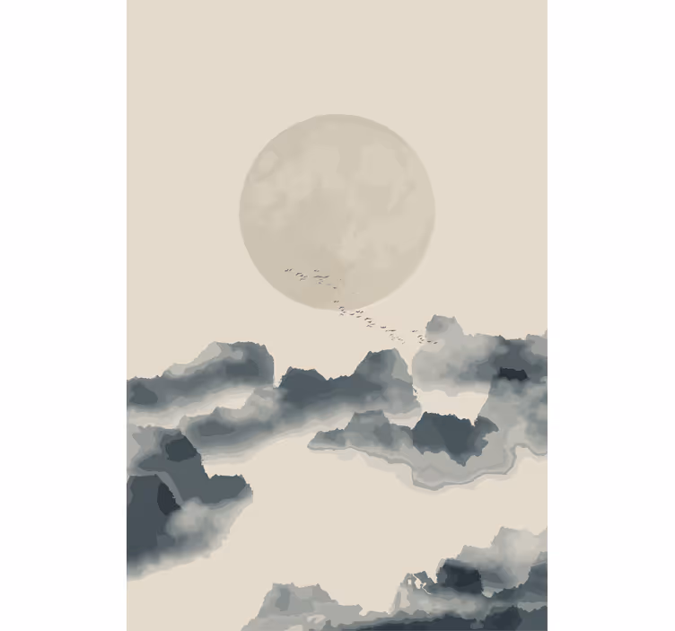 Tenda a rullo moderna paesaggio nuvoloso al chiaro di luna - TenStickers