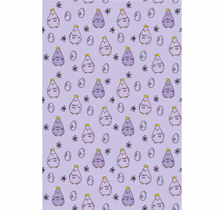Tenda a rullo animali motivo a polli viola - TenStickers