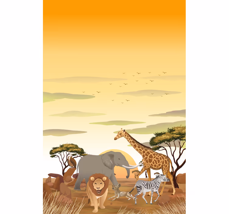 Tende a rullo più animali Paesaggio del fumetto africano - TenStickers