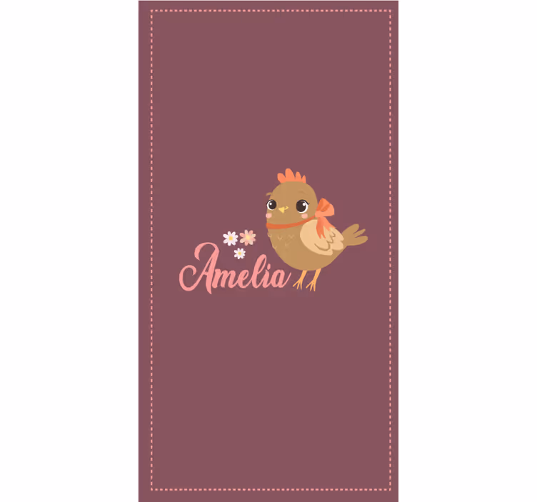 Tenda a rullo animali pulcino con fiori e nome - TenStickers