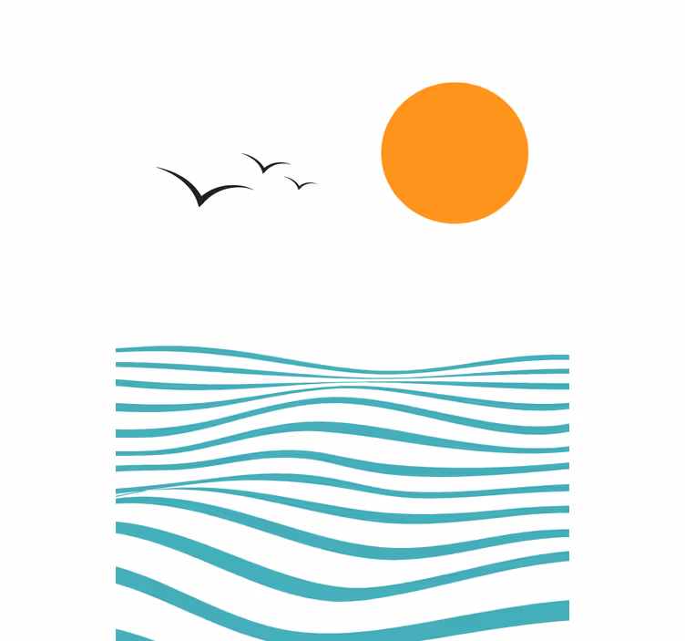 Tenda a rullo moderna tramonto con onde - TenStickers