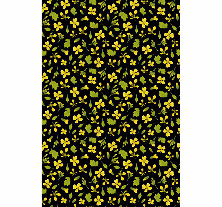 Tenda a rullo fiori e piante modello giallo e nero - TenStickers