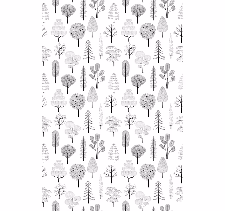 Tenda a rullo stile nordico alberi minimalisti grigi - TenStickers