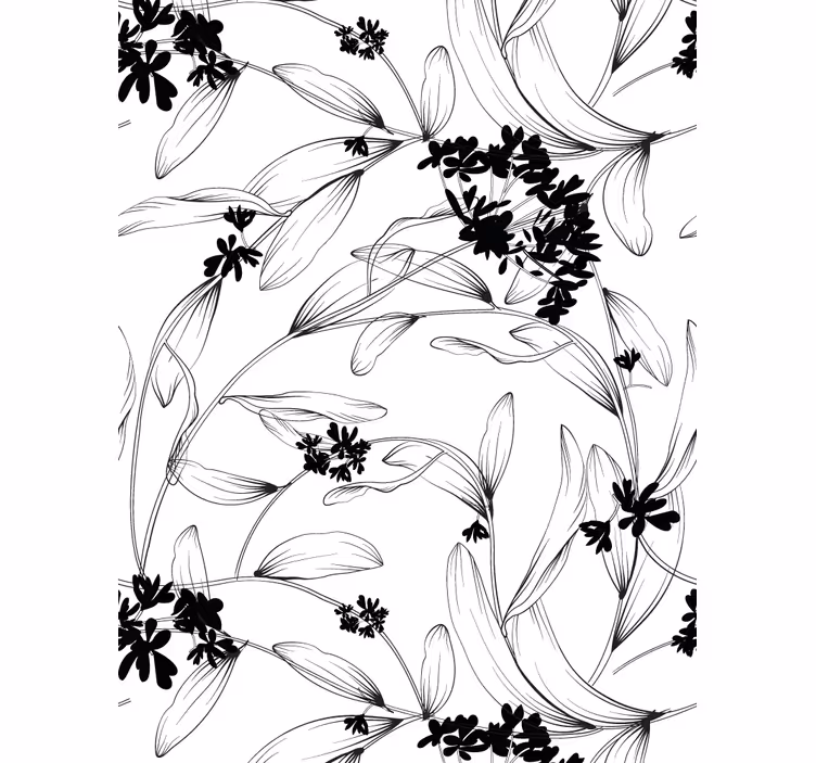 Tenda a rullo fiori e piante motivo floreale stilizzato - TenStickers
