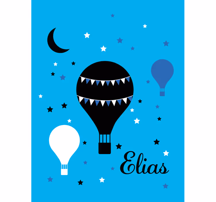 Tenda a rullo con disegni Palloncini neri e blu con stelle e luna - TenStickers