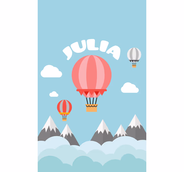 Tenda a rullo cameretta mongolfiere con nome - TenStickers