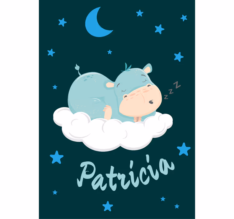 Tenda a rullo neonati sogno ippopotamo con nome - TenStickers