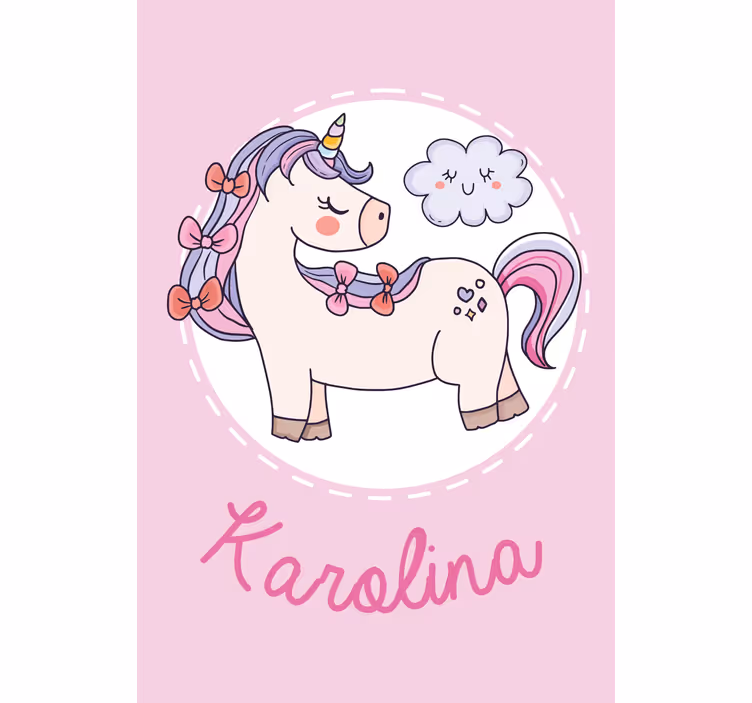 Tende a rullo personalizzabili Unicorno rosa con nome - TenStickers