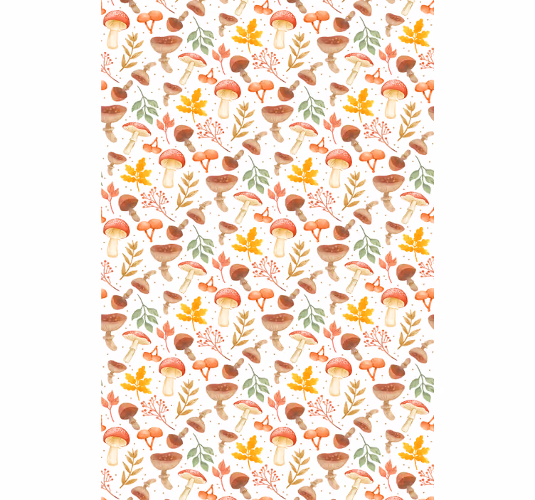 Tenda a rullo fiori e piante motivo a fungo e foglia - TenStickers