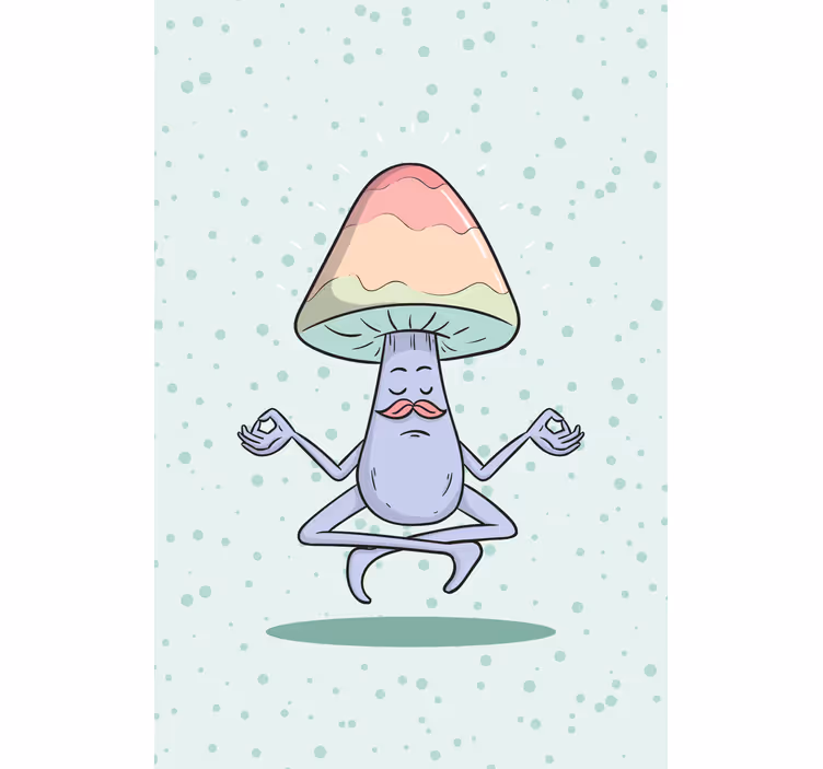 Tenda a rullo divertente personaggio fungo meditante - TenStickers