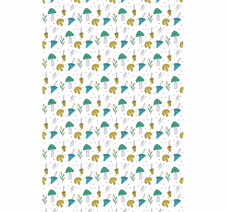 Tenda a rullo cucina motivo a fungo azzurro disegnato a mano - TenStickers