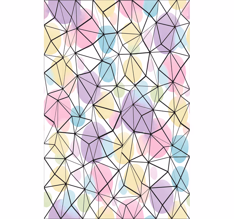 Tenda a rullo soggiorno cerchi colorati con linee nere - TenStickers