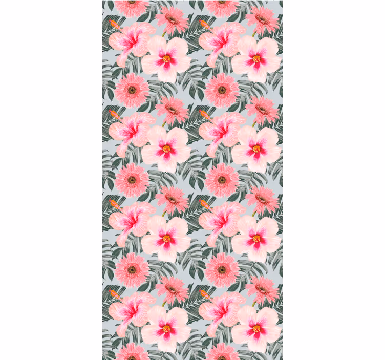 Tenda a rullo soggiorno ibisco e fiori - TenStickers