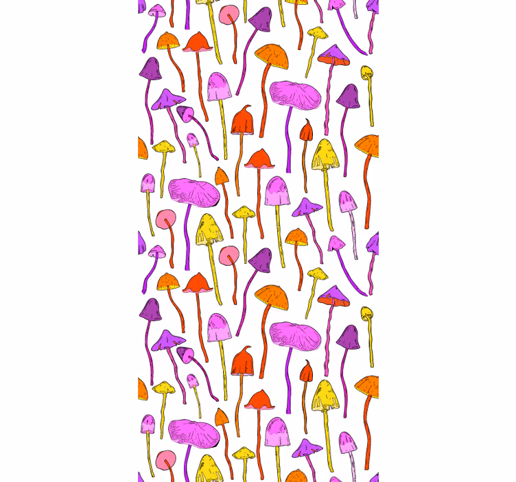 Tenda a rullo piante e fiori tema vivace dei funghi - TenStickers