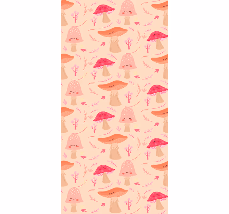 Tenda a rullo piante e fiori motivi di funghi rosa - TenStickers