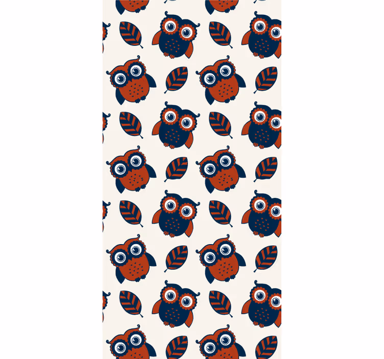 Tenda a rullo animali gufi e foglie dei cartoni animati - TenStickers