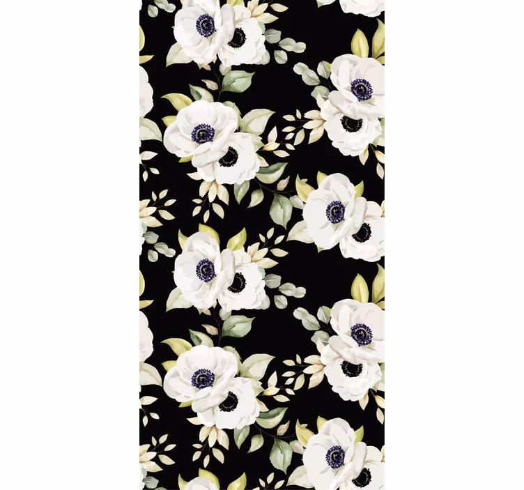Tenda a rullo fiori fioriture bianche eleganti - TenStickers