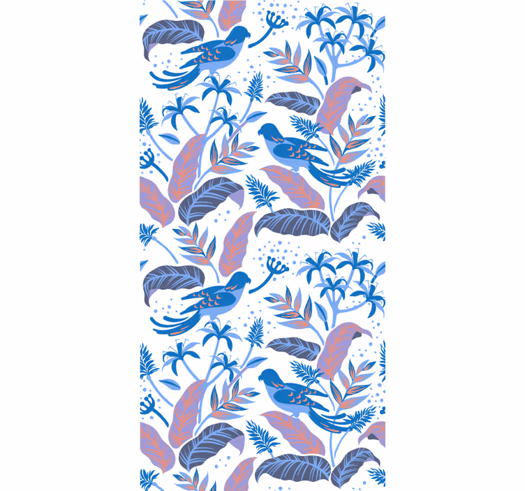 Tenda a rullo fiori e piante uccello tropicale e fogliame - TenStickers
