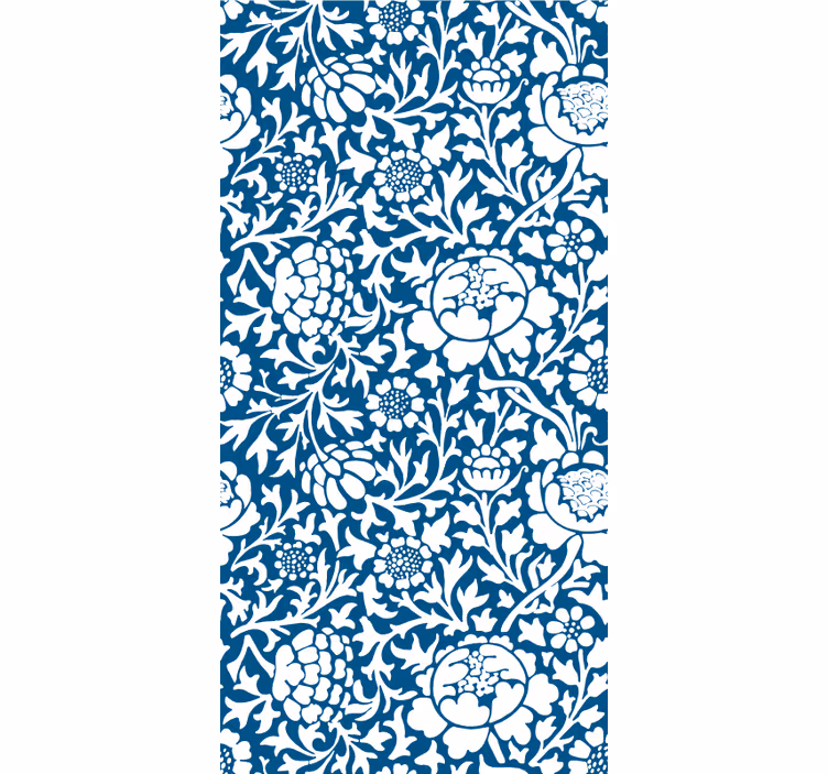 Tenda a rullo fiori motivo vintage blu - TenStickers