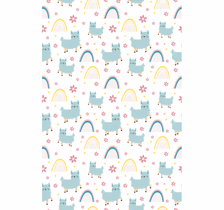 Tenda a rullo animali simpatici lama e arcobaleni - TenStickers