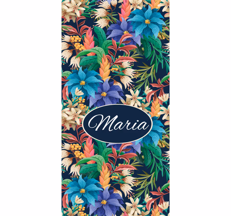 Tenda a rullo fiori e piante personalizzata con nome - TenStickers