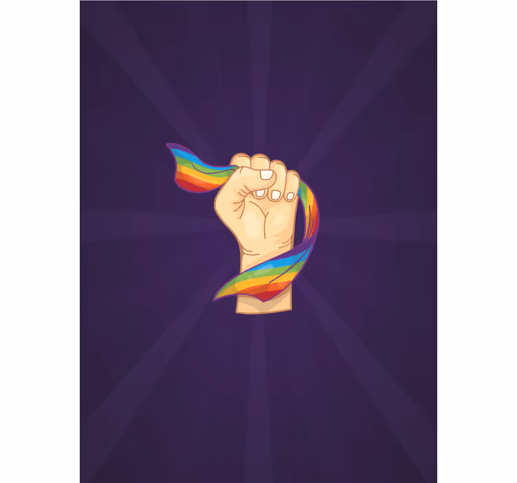 Tenda a rullo originale pugno che tiene l'arcobaleno - TenStickers