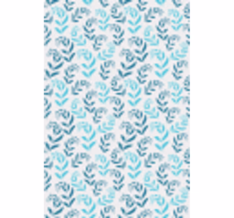 Tenda a rullo fiori e piante motivo a foglia stilizzata blu - TenStickers