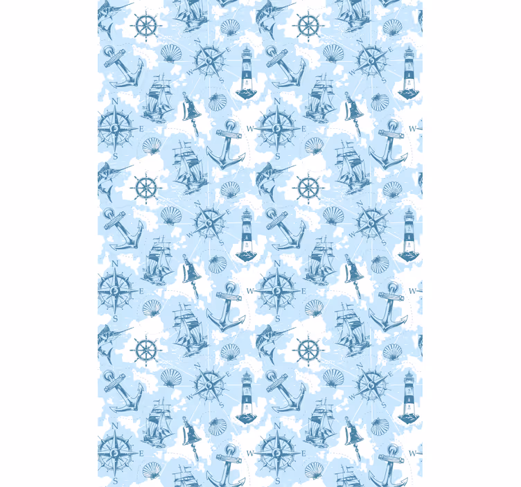 Tenda a rullo cucina modello icone nautiche - TenStickers