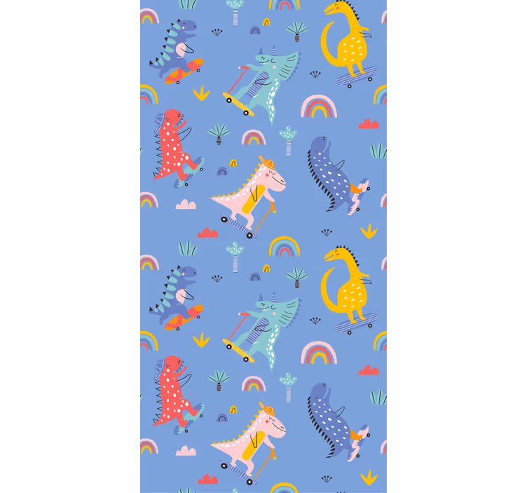 Tenda a rullo dinosauro scena dello skateboard - TenStickers